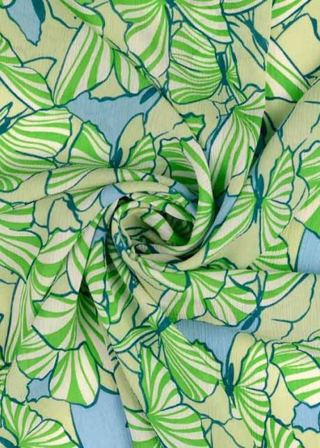 "Butterfly Kaleidoscope", Yoryu chiffon (green/blue)