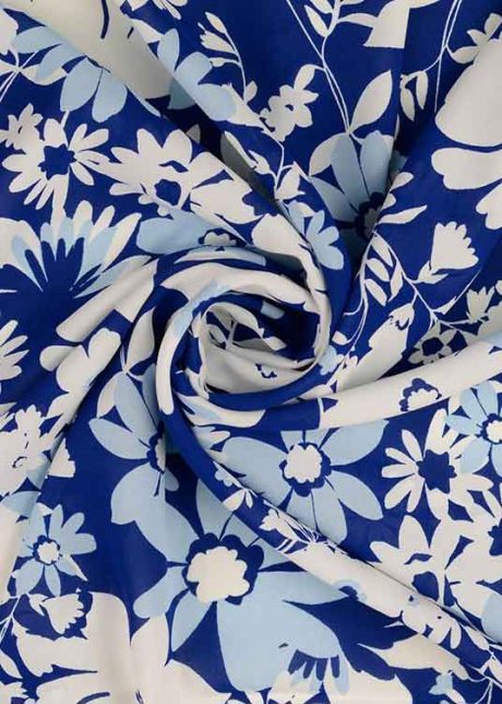 "Flower Festival", polyester voile (blue)