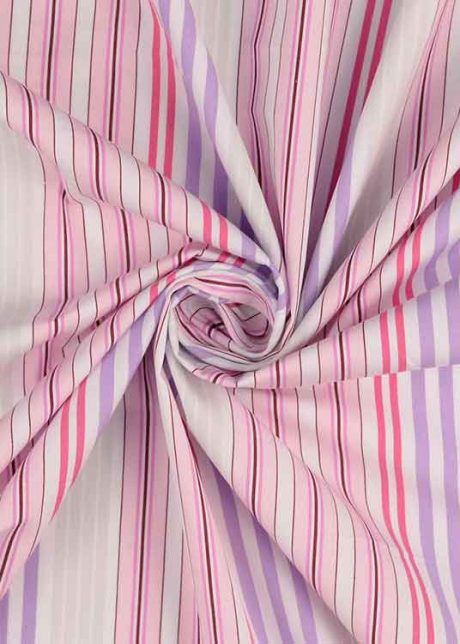 Striped 100% yarn-dyed cotton poplin shirting (pink)