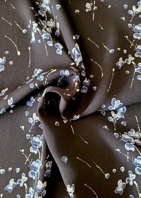 Midnight/pale blue floral viscose print