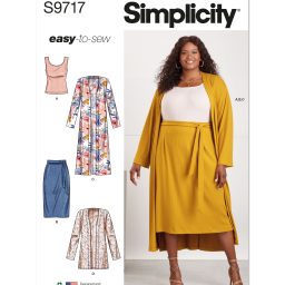S9717 Women's Knit Top, Cardigan and Skirt