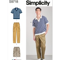 S9718 Men's Knit Top, Cargo Pants and Shorts