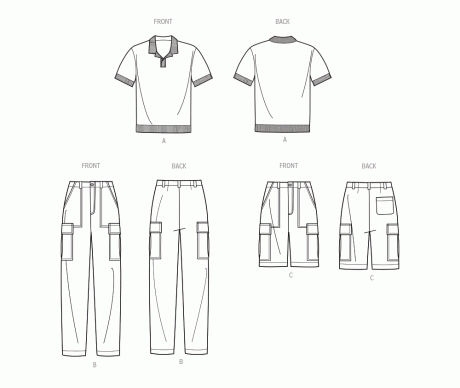 S9718 Men's Knit Top, Cargo Pants and Shorts - Image 8