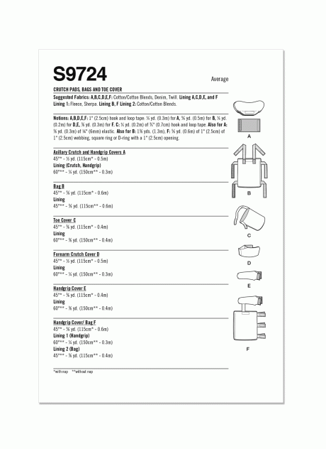 S9724 Crutch Pads, Bag and Toe Cover