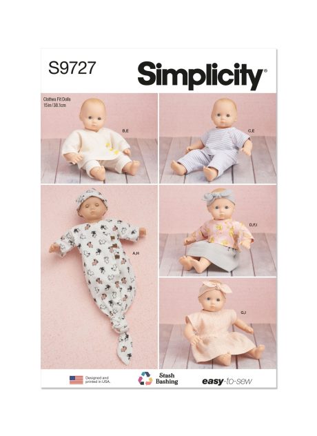 S9727 15" Baby Doll Clothes, Hat and Headband