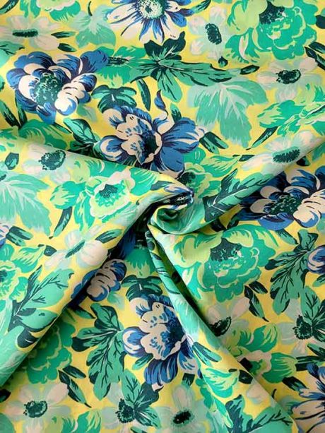 Bold aqua/mint floral cotton print