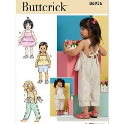 B6936 Toddlers' Overalls and Dress
