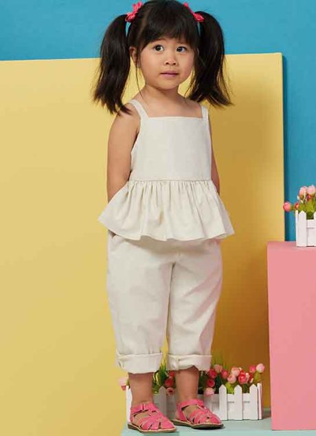 B6936 Toddlers' Overalls and Dress