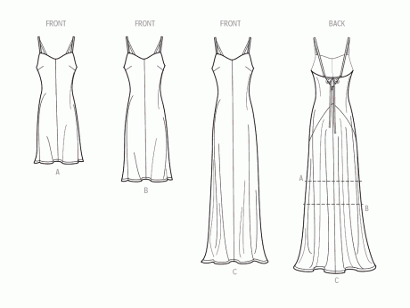 S9745 Misses' Slip Dress in Three Lengths