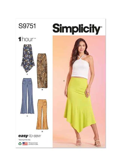 S9751 Misses' Knit Skirts and Pants in Two Lengths