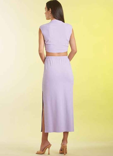 S9757A Misses' Knit Top and Skirt in Two Lengths