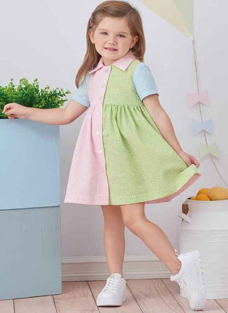 S9760A Toddlers' Dress with Sleeve Variations