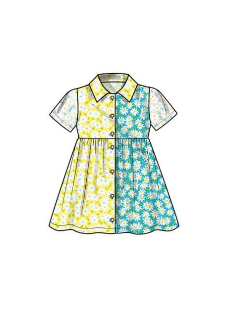 S9760A Toddlers' Dress with Sleeve Variations