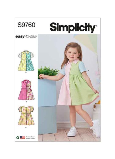 S9760A Toddlers' Dress with Sleeve Variations