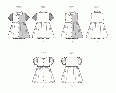 S9760A Toddlers' Dress with Sleeve Variations