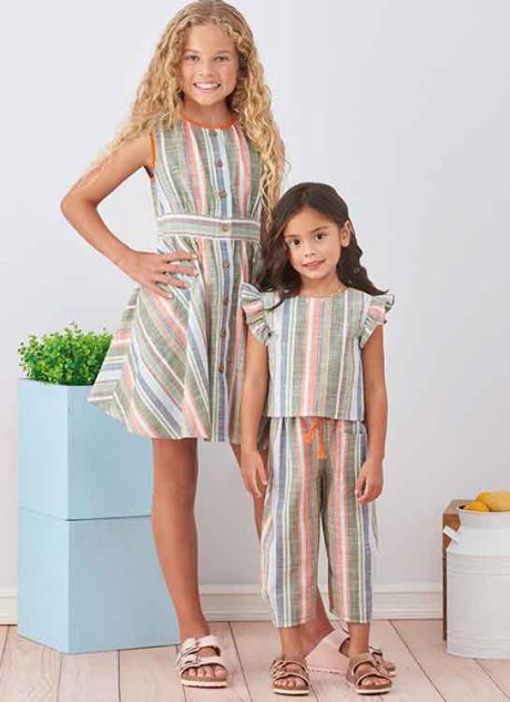 S9761 Children's and Girls' Dress, Top and Pants