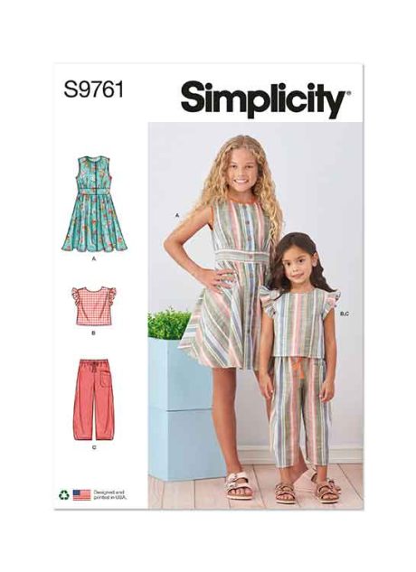 S9761 Children's and Girls' Dress, Top and Pants