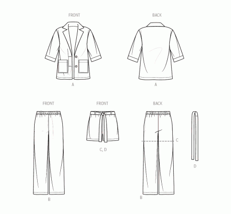 S9762 Children's and Girls' Jacket, Pants and Shorts for American Sewing Guild