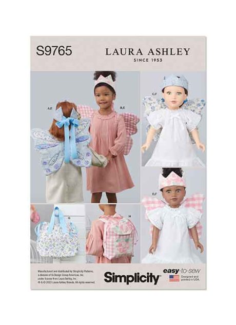 S9765OS Children's Wings in Sizes S-M-L, Crown, Tote, Backpack and Wings and Crown for Doll or Plush Animals by Laura Ashley