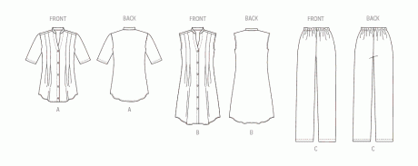 B6945 Misses' Knit Lounge Top, Dress and Pants
