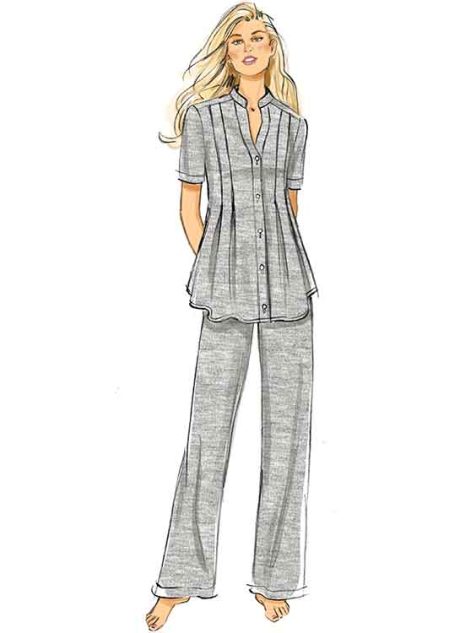 B6945 Misses' Knit Lounge Top, Dress and Pants