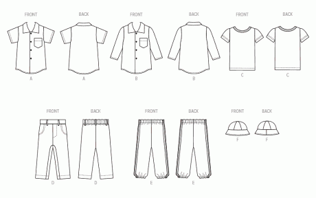 B6949 Babies' Shirts, T-Shirt, Pants and Hat