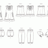 B6951 Toddlers' Dress, Tops, Shorts, Pants and Kerchief