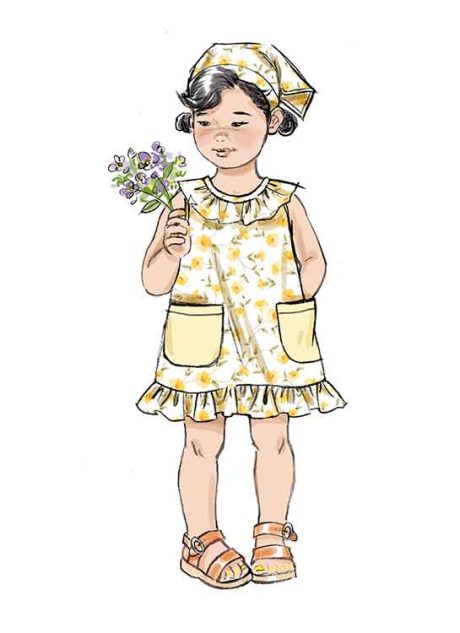 B6951 Toddlers' Dress, Tops, Shorts, Pants and Kerchief