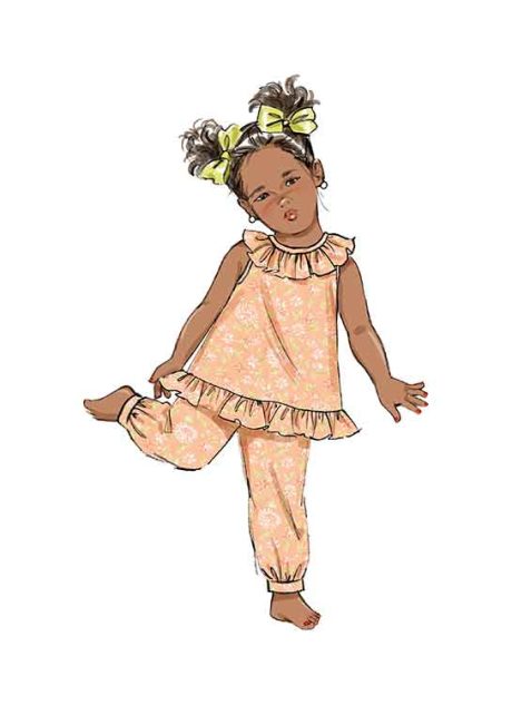 B6951 Toddlers' Dress, Tops, Shorts, Pants and Kerchief