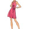 S9793 Misses' Knit Front-Wrap Halter-Dress in Two Lengths