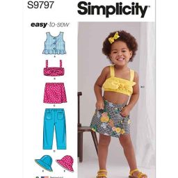 S9797 Toddlers' Tops, Skort, Pants and Hat in Three Sizes