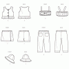 S9797 Toddlers' Tops, Skort, Pants and Hat in Three Sizes