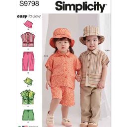 S9798 Toddlers' Top, Pants, Shorts and Hat in Three Sizes