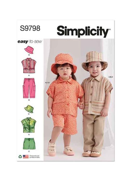 S9798 Toddlers' Top, Pants, Shorts and Hat in Three Sizes