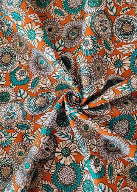 Rose & Hubble 100% cotton poplin, "Strawflowers" (almond)