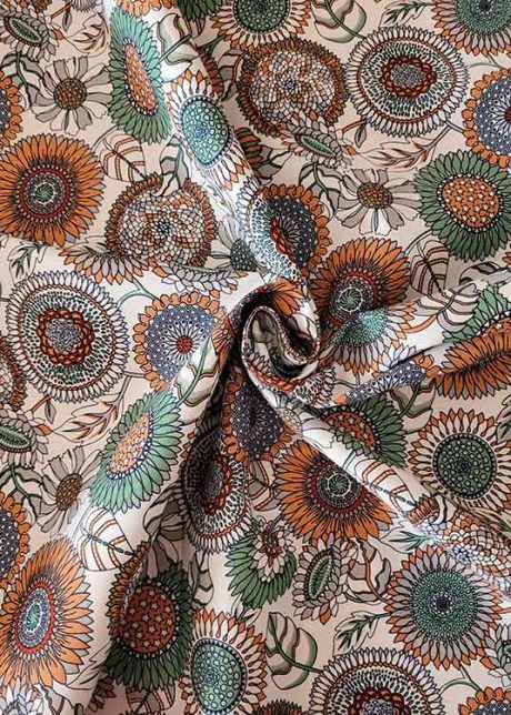 Rose & Hubble 100% cotton poplin, "Strawflowers" (ivory)