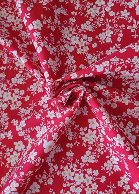 Rose & Hubble 100% cotton poplin, "Summer Breeze" (red)