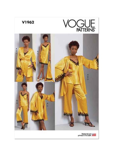 V1962 Misses' Robe, Camisole, Slip Dress and Pants