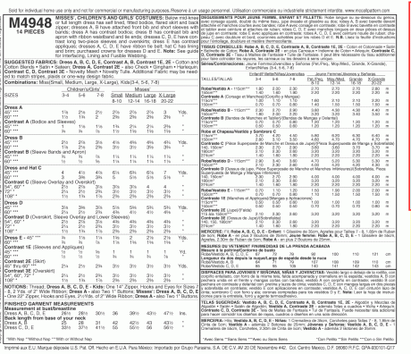 M4948 Misses'/Children's/Girls' Costumes