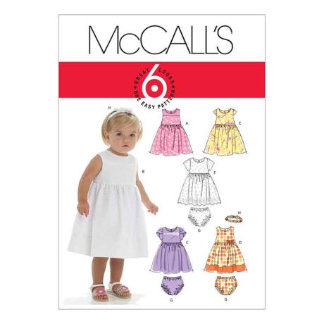 M6015 Infants' Lined Dresses, Panties And Headband