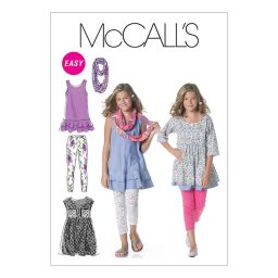 M6275 Girls'/Girls' Plus Dresses, Scarf and Leggings