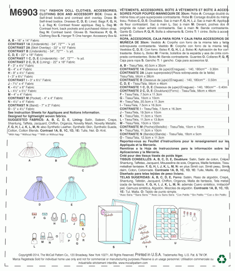 M6903 Clothes and Accessories For 11½" (29cm) Doll, Display Boxes and Hangers