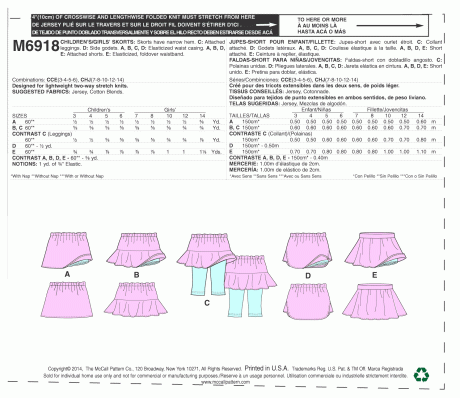 M6918 Children's/Girls' Skorts