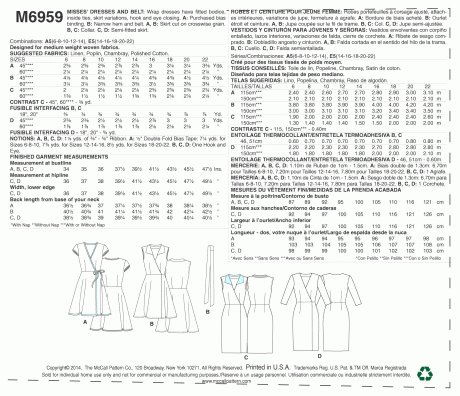M6959 Misses' Dresses and Belt