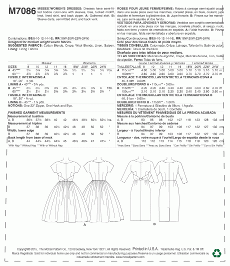 M7086 Misses'/Women's Dresses