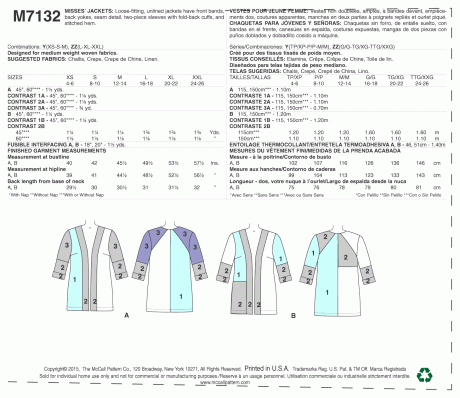 M7132 Misses' Jackets