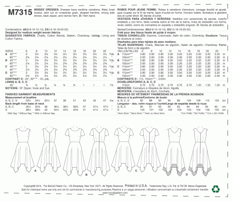 M7315 Misses' Handkerchief-Hem Dresses
