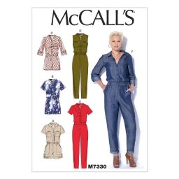 M7330 Misses' Button-Up Rompers and Jumpsuits