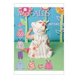 M7342 Infants' Back-Bow Dresses, Panties, Leggings and Bucket Hat
