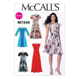 M7349 Misses'/Miss Petite Sleeveless or Raglan Sleeve, Fit and Flare Dresses